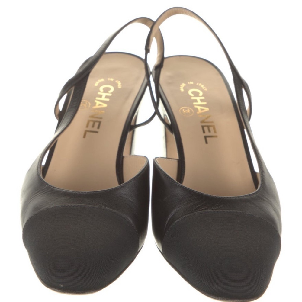 CHANEL Slingback Goatskin & Grosgrain Black on Black - Picture 2 of 5